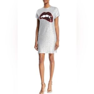 Aidan Mattox Silver Sequin Mini Dress w/ Lips